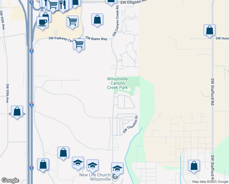 map of restaurants, bars, coffee shops, grocery stores, and more near 26739 Canyon Creek Road North in Wilsonville