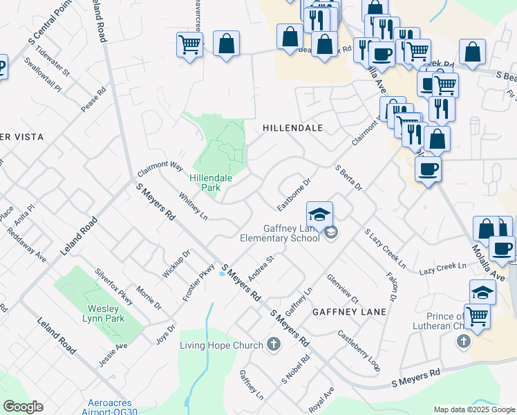 map of restaurants, bars, coffee shops, grocery stores, and more near 13228 Autumn Lane in Oregon City