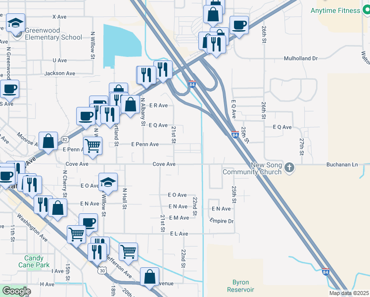 map of restaurants, bars, coffee shops, grocery stores, and more near 1513 21st Street in La Grande