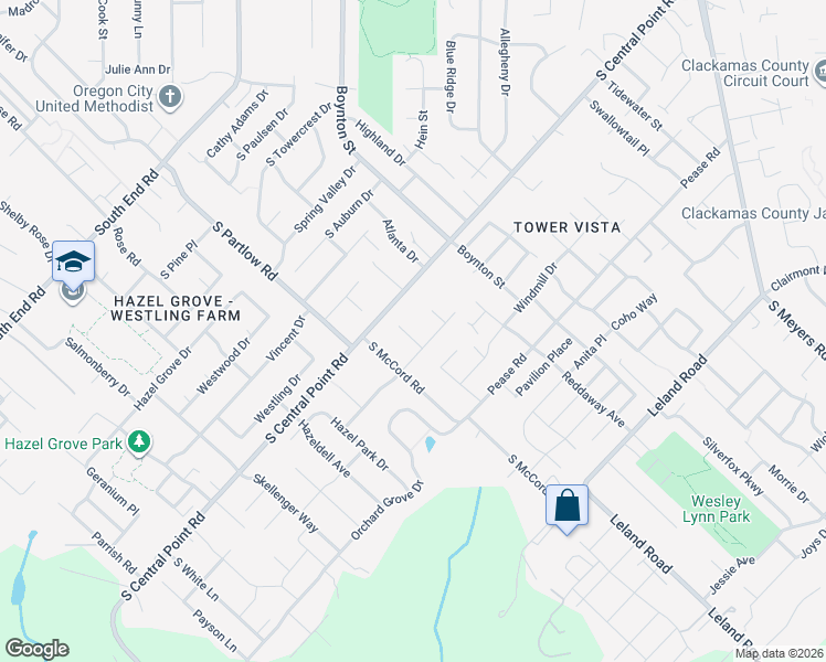 map of restaurants, bars, coffee shops, grocery stores, and more near 19428 Daybreak Court in Oregon City