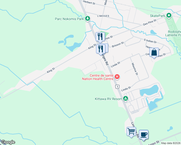 map of restaurants, bars, coffee shops, grocery stores, and more near 20 Dune Street in Russell