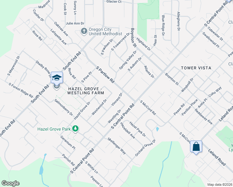 map of restaurants, bars, coffee shops, grocery stores, and more near 19365 Vincent Drive in Oregon City