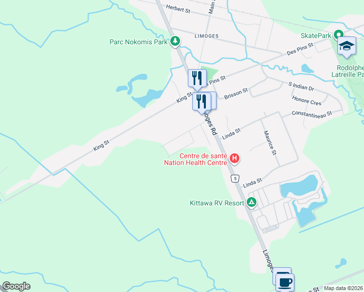 map of restaurants, bars, coffee shops, grocery stores, and more near 20 Dune Street in Russell