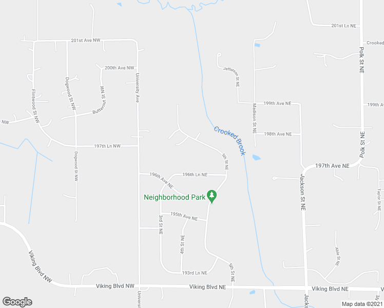 map of restaurants, bars, coffee shops, grocery stores, and more near 19764 5th Street Northeast in East Bethel