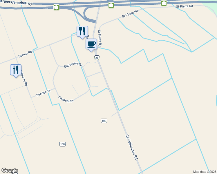 map of restaurants, bars, coffee shops, grocery stores, and more near 0 Saint Guillaume Road in Russell