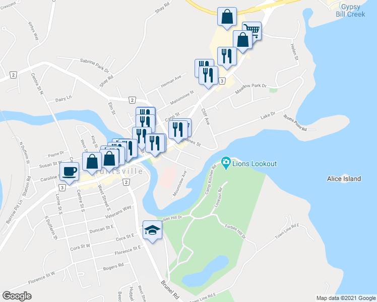 map of restaurants, bars, coffee shops, grocery stores, and more near 12 Fairy Avenue in Huntsville