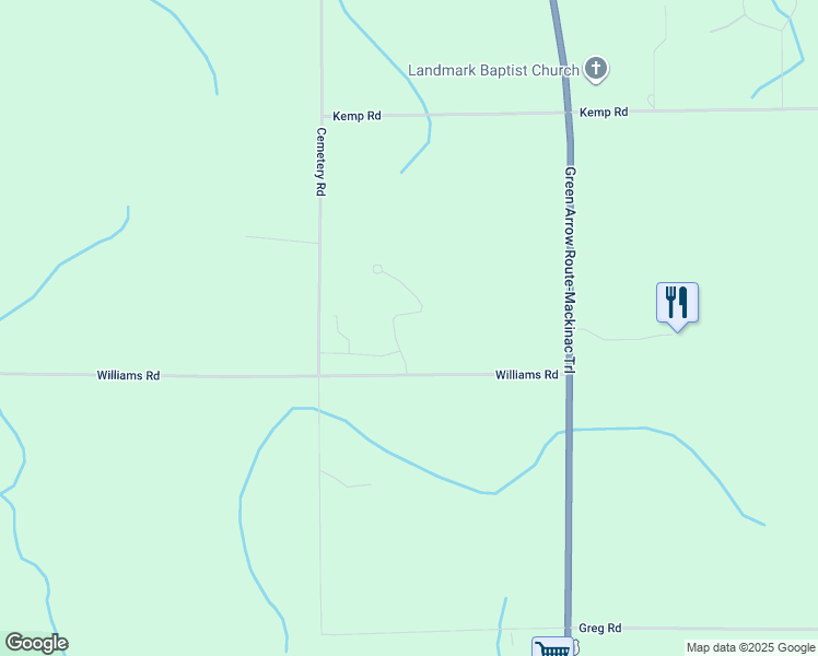 map of restaurants, bars, coffee shops, grocery stores, and more near 3415 Annie's Way in Petoskey