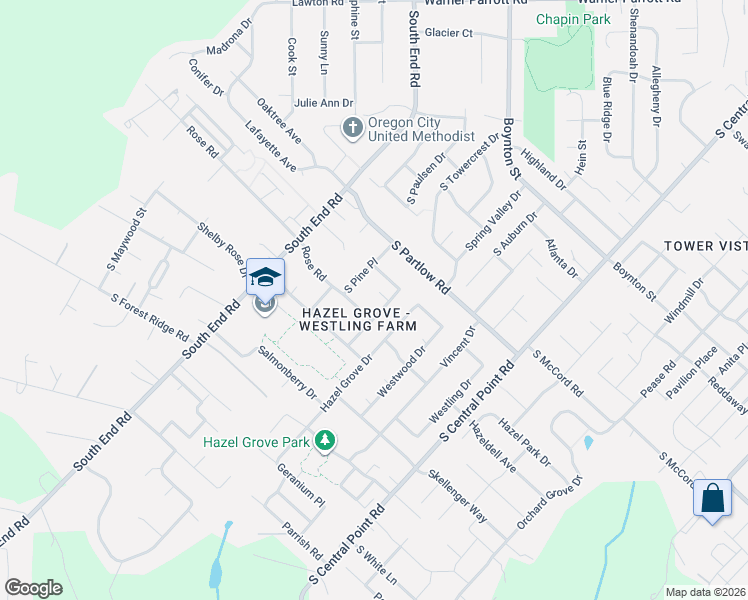map of restaurants, bars, coffee shops, grocery stores, and more near 11798 South Mahogany Court in Oregon City