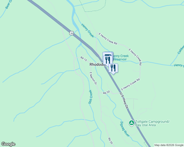 map of restaurants, bars, coffee shops, grocery stores, and more near 27210 East Marion Drive in Rhododendron