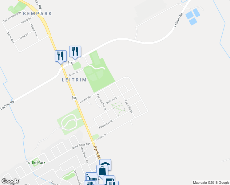 map of restaurants, bars, coffee shops, grocery stores, and more near 324 Laguna Street in Ottawa