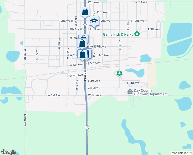 map of restaurants, bars, coffee shops, grocery stores, and more near 35 East 3rd Avenue in Webster