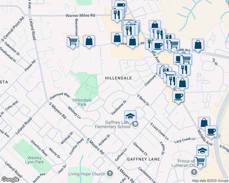 map of restaurants, bars, coffee shops, grocery stores, and more near 13311 Clairmont Way in Oregon City