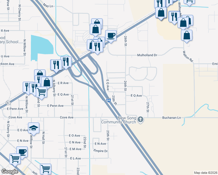 map of restaurants, bars, coffee shops, grocery stores, and more near 66 East Q Avenue in La Grande