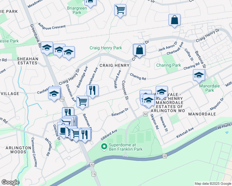 map of restaurants, bars, coffee shops, grocery stores, and more near 122 Elvaston Avenue in Ottawa