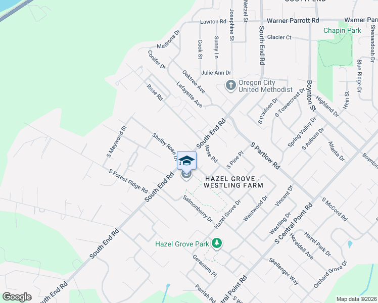 map of restaurants, bars, coffee shops, grocery stores, and more near 19149 South End Rd in Oregon City