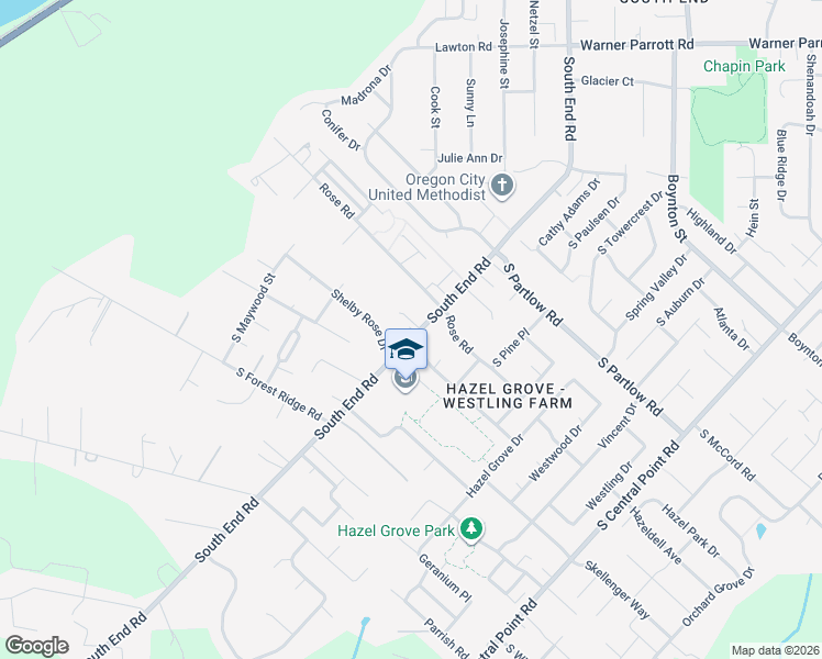 map of restaurants, bars, coffee shops, grocery stores, and more near 19135 South South End Road in Oregon City