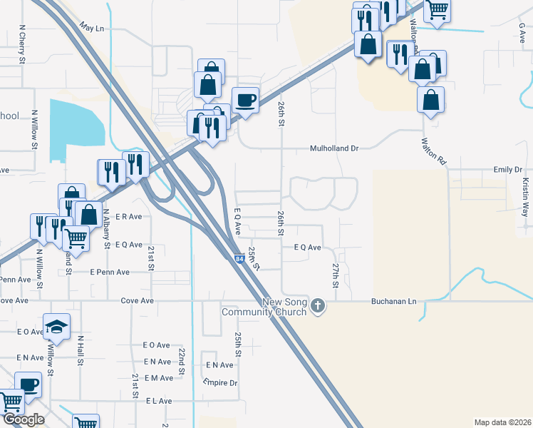 map of restaurants, bars, coffee shops, grocery stores, and more near 1806 26th Street in La Grande