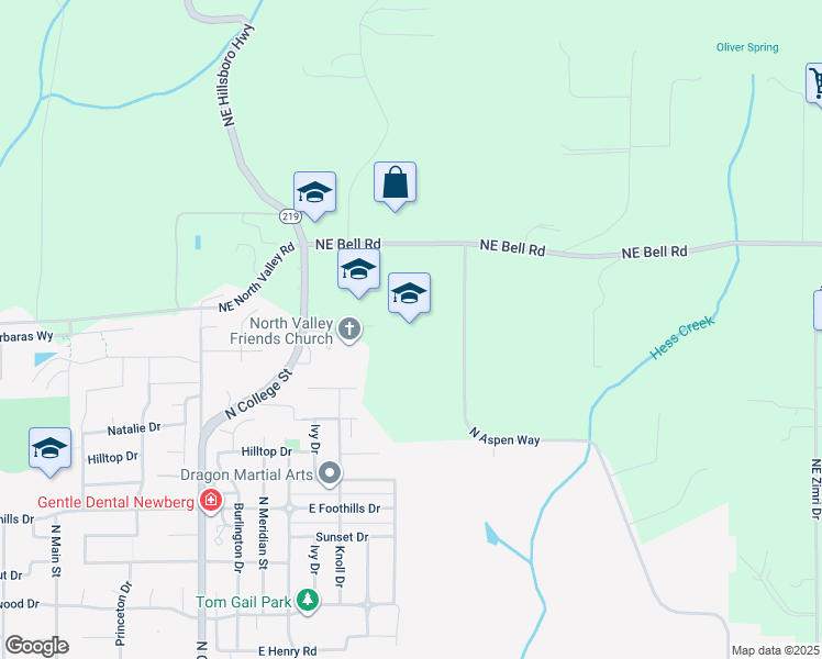map of restaurants, bars, coffee shops, grocery stores, and more near in Newberg