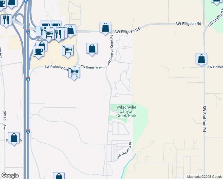 map of restaurants, bars, coffee shops, grocery stores, and more near 26090 Southwest Canyon Creek Road in Wilsonville