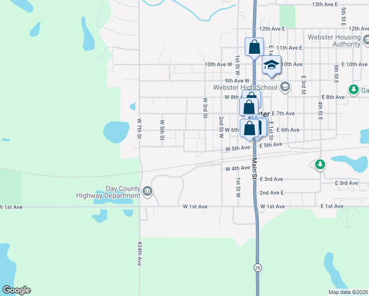map of restaurants, bars, coffee shops, grocery stores, and more near 398 5th Ave W in Webster