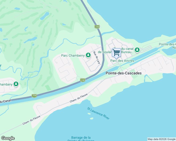 map of restaurants, bars, coffee shops, grocery stores, and more near 24 Rue Claude in Pointe-des-Cascades