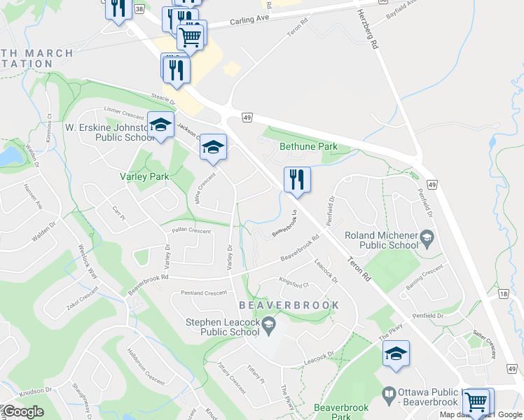 map of restaurants, bars, coffee shops, grocery stores, and more near in Ottawa