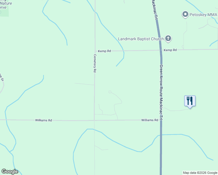 map of restaurants, bars, coffee shops, grocery stores, and more near 3275 Annie's Way in Petoskey