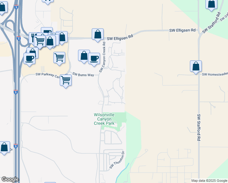 map of restaurants, bars, coffee shops, grocery stores, and more near 26260 Southwest Canyon Creek Road in Wilsonville