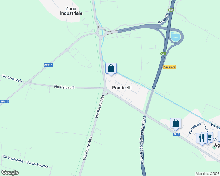 map of restaurants, bars, coffee shops, grocery stores, and more near 44 Via Ponticelli in Ponticelli