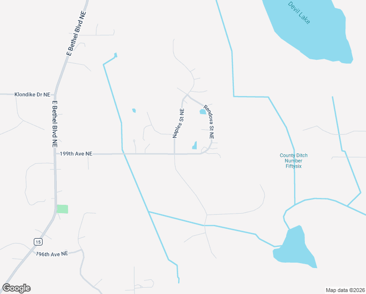 map of restaurants, bars, coffee shops, grocery stores, and more near 19979 Naples Street Northeast in East Bethel