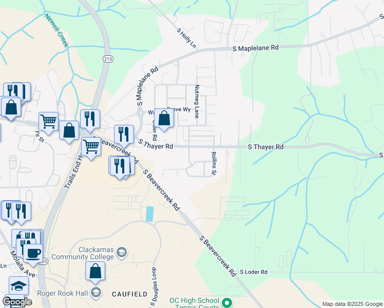 map of restaurants, bars, coffee shops, grocery stores, and more near 19106 South Wynton Drive in Oregon City