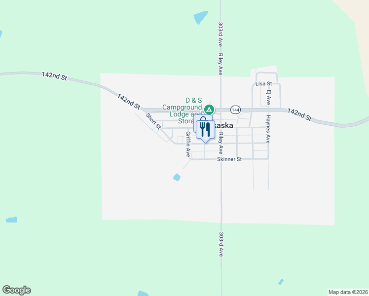 map of restaurants, bars, coffee shops, grocery stores, and more near Griffin Avenue in Selby