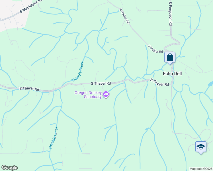 map of restaurants, bars, coffee shops, grocery stores, and more near 16001 South Thayer Road in Oregon City
