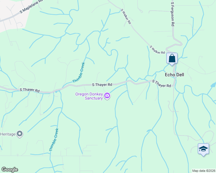 map of restaurants, bars, coffee shops, grocery stores, and more near 15996 South Thayer Road in Oregon City