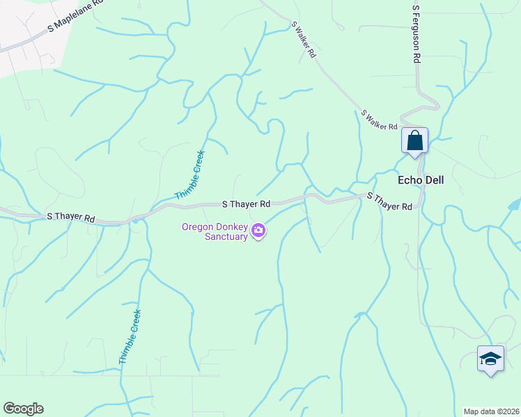 map of restaurants, bars, coffee shops, grocery stores, and more near 16001 South Thayer Road in Oregon City