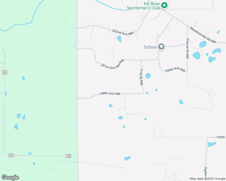 map of restaurants, bars, coffee shops, grocery stores, and more near 14211 198th Avenue Northwest in Elk River