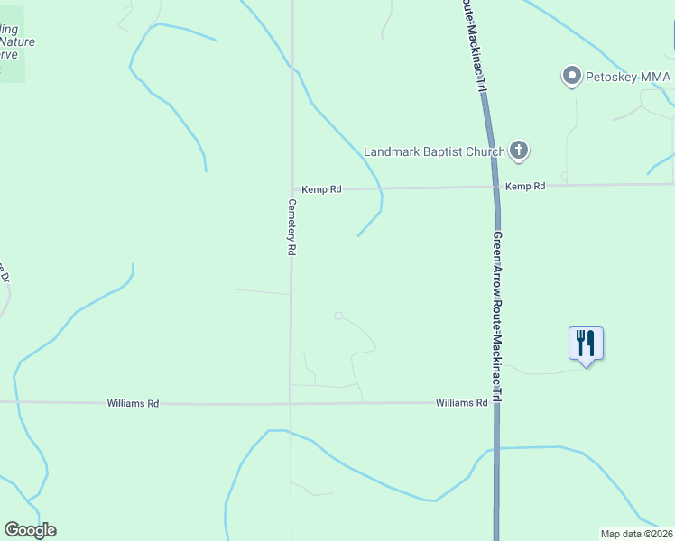 map of restaurants, bars, coffee shops, grocery stores, and more near 3275 Annie's Way in Petoskey