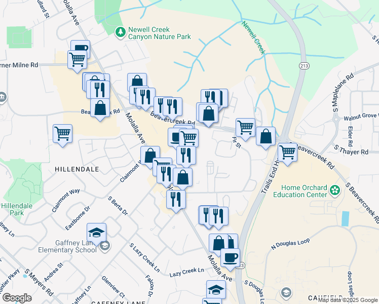 map of restaurants, bars, coffee shops, grocery stores, and more near 1820 Beavercreek Road in Oregon City