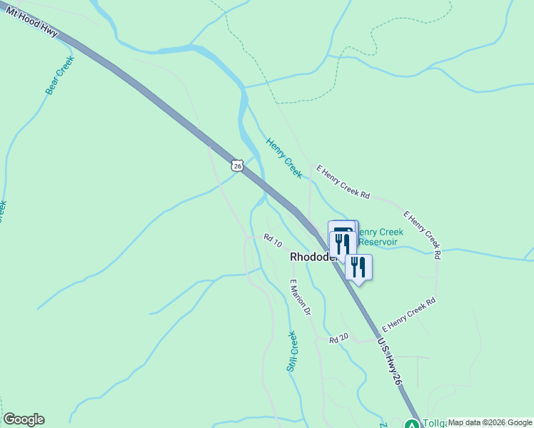 map of restaurants, bars, coffee shops, grocery stores, and more near Road 13 in Rhododendron