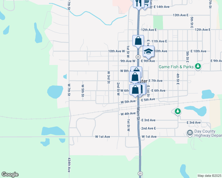 map of restaurants, bars, coffee shops, grocery stores, and more near 220 West 6th Avenue in Webster