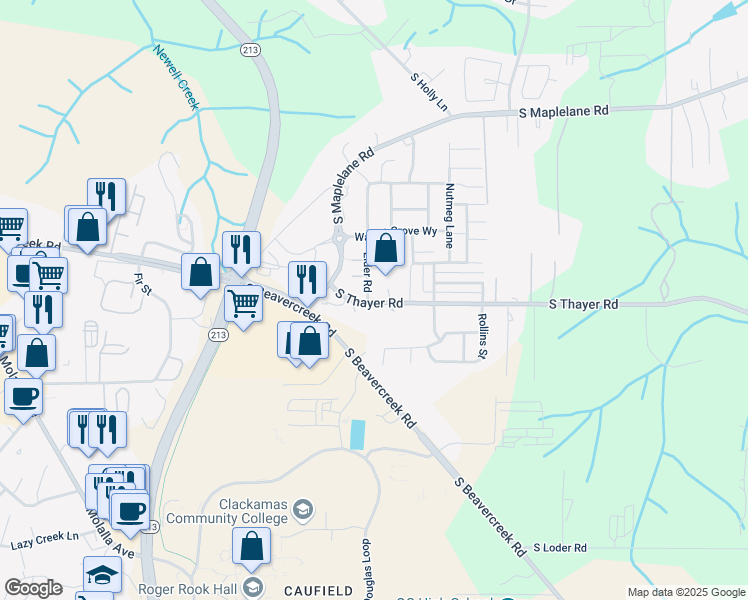map of restaurants, bars, coffee shops, grocery stores, and more near 18949 Elder Road in Oregon City
