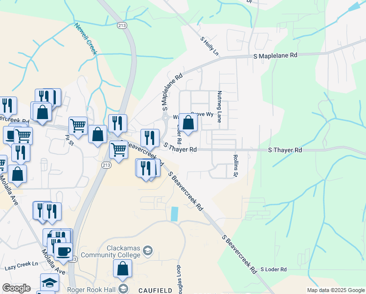 map of restaurants, bars, coffee shops, grocery stores, and more near 18949 Elder Road in Oregon City