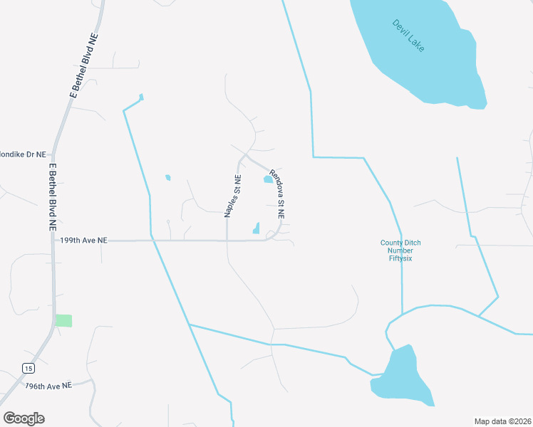 map of restaurants, bars, coffee shops, grocery stores, and more near 19968 Rendova Street Northeast in East Bethel