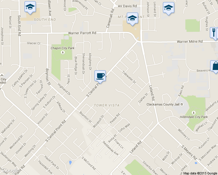 map of restaurants, bars, coffee shops, grocery stores, and more near 12040 Meadowlawn Drive in Oregon City
