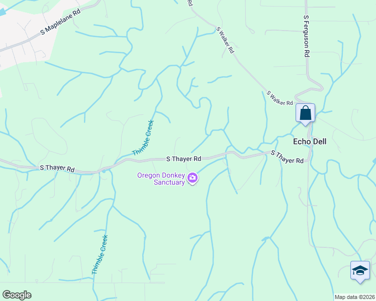 map of restaurants, bars, coffee shops, grocery stores, and more near 16001 South Thayer Road in Oregon City