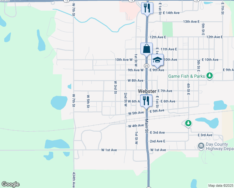 map of restaurants, bars, coffee shops, grocery stores, and more near 220 West 6th Avenue in Webster