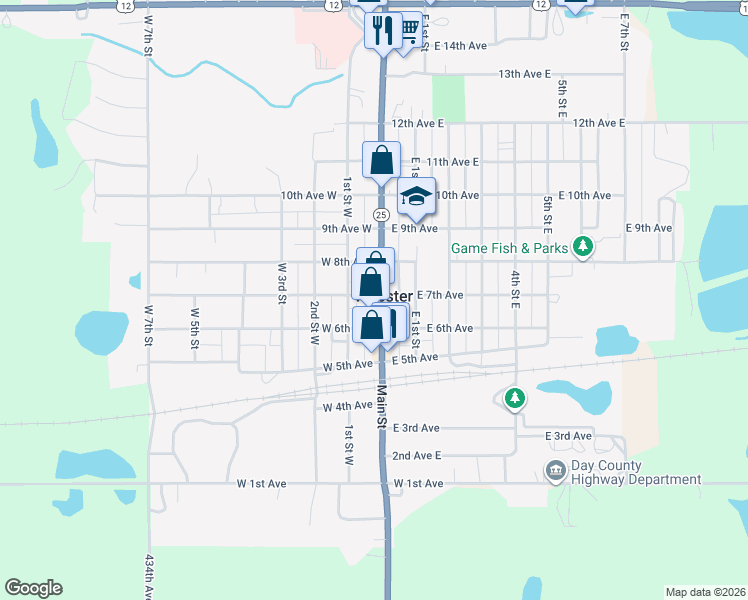 map of restaurants, bars, coffee shops, grocery stores, and more near 52 West 6th Avenue in Webster