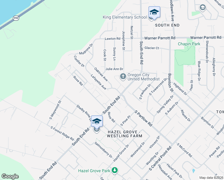 map of restaurants, bars, coffee shops, grocery stores, and more near 19029 South South End Road in Oregon City