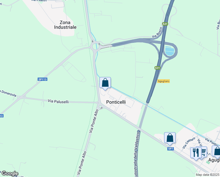map of restaurants, bars, coffee shops, grocery stores, and more near 44 Via Ponticelli in Ponticelli