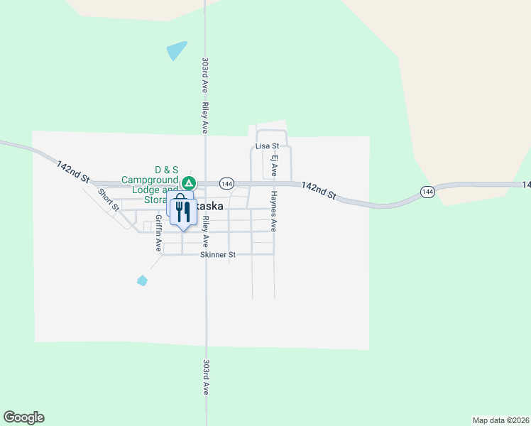 map of restaurants, bars, coffee shops, grocery stores, and more near 205 Coffey Street in Akaska